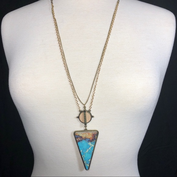 Long Unique Triangle Funky Statement Necklace - Picture 2 of 4